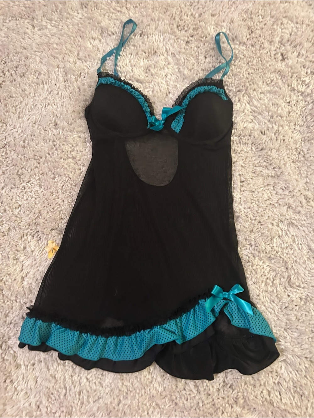 Rampage Black and Teal Sheer Babydoll Chemise